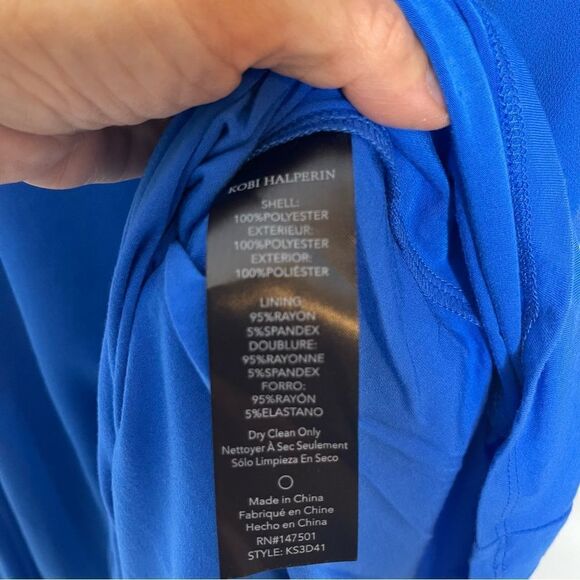 $398 Kobi Halperin Women's Blue Pixie Asymmetric Georgette Midi Dress Size NWOT - Picture 9 of 11